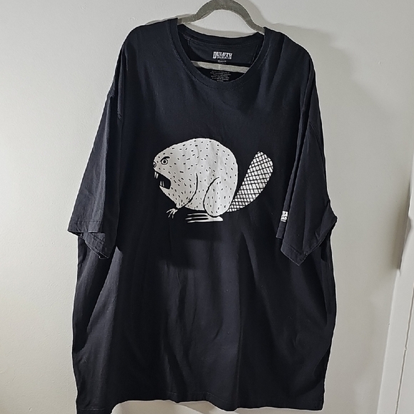 Black Graphic T-Shirt with Beaver Design. Size 3XL Relax Fit. 100% Cotton. - Picture 1 of 6